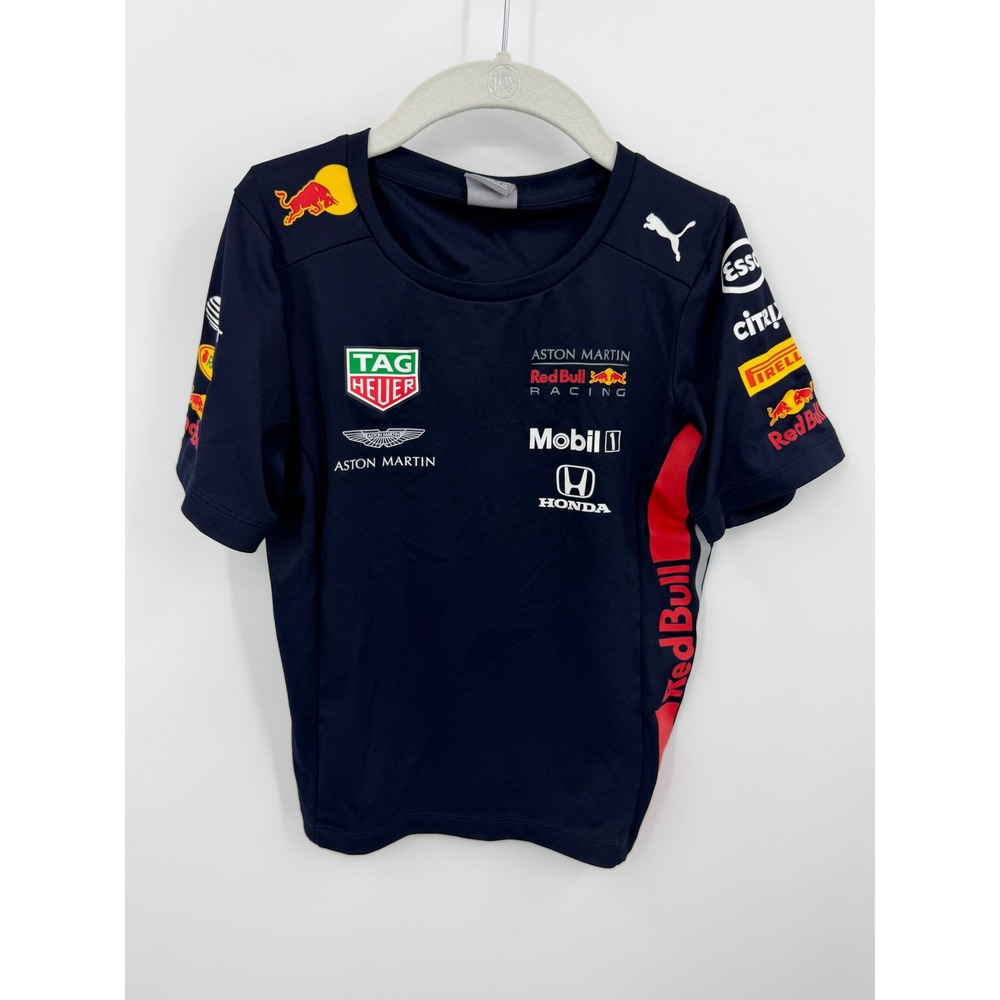 Puma Red Bull Racing Team Shirt Kids XS Navy Blue Aston Martin Honda F1 Top
